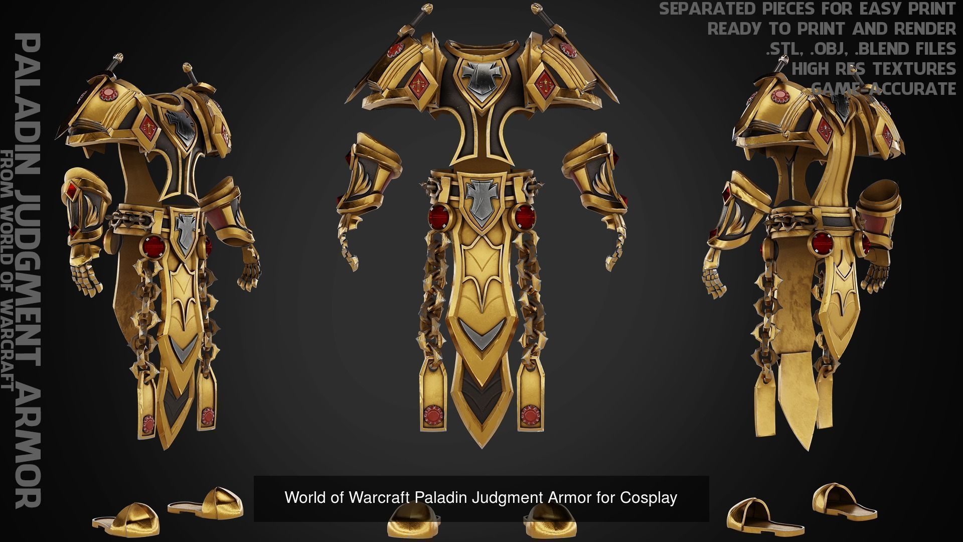 World of Warcraft Paladin Judgment Armor and Sword for Cosplay 3D Model Collection_4