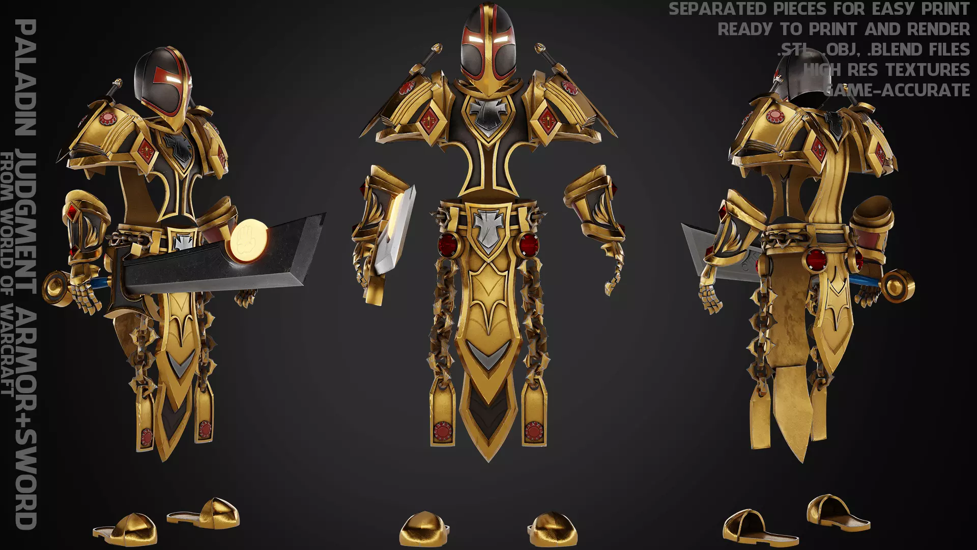 World of Warcraft Paladin Judgment Armor and Sword for Cosplay 3D Model Collection_0