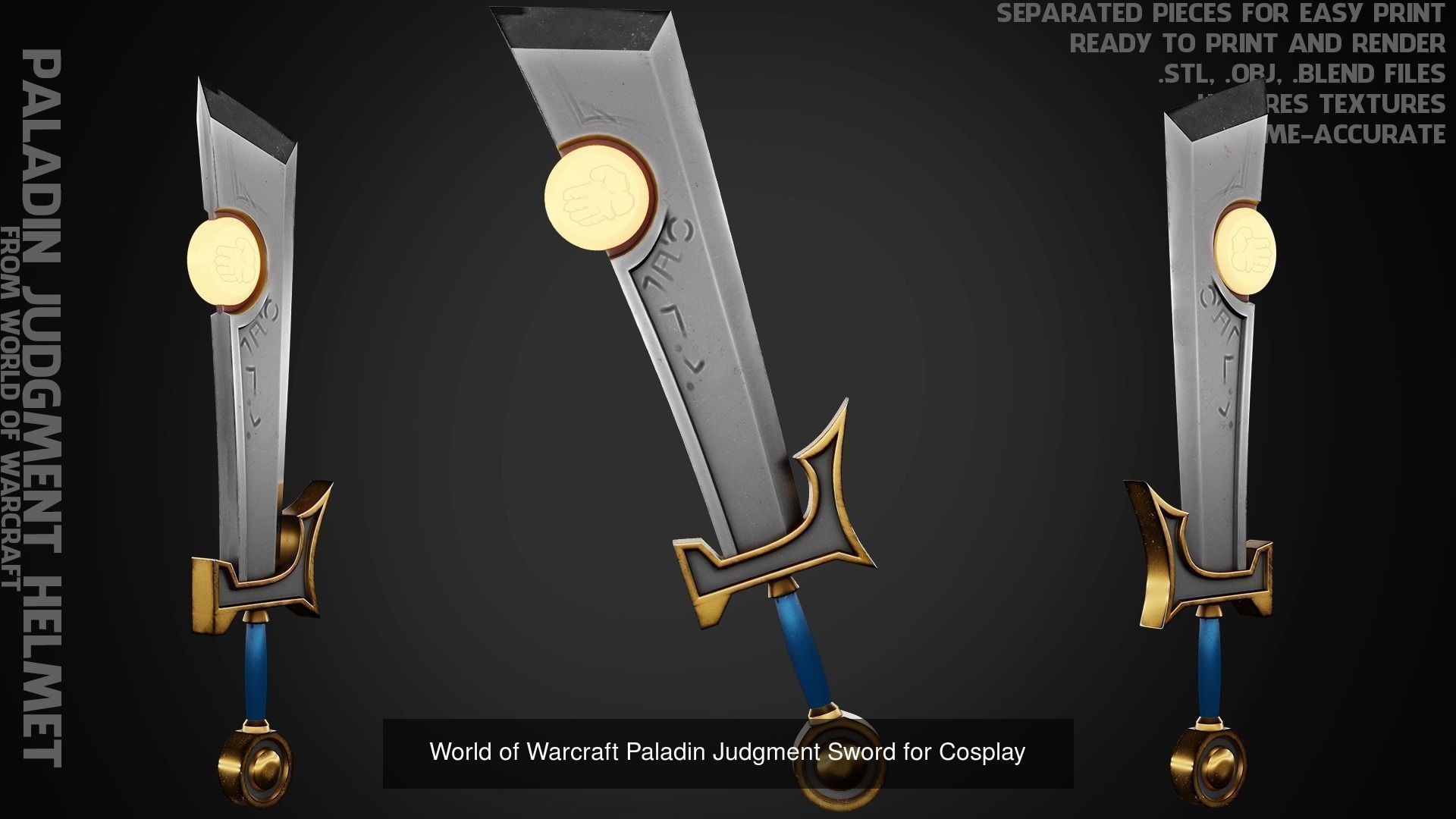 World of Warcraft Paladin Judgment Armor and Sword for Cosplay 3D Model Collection_5