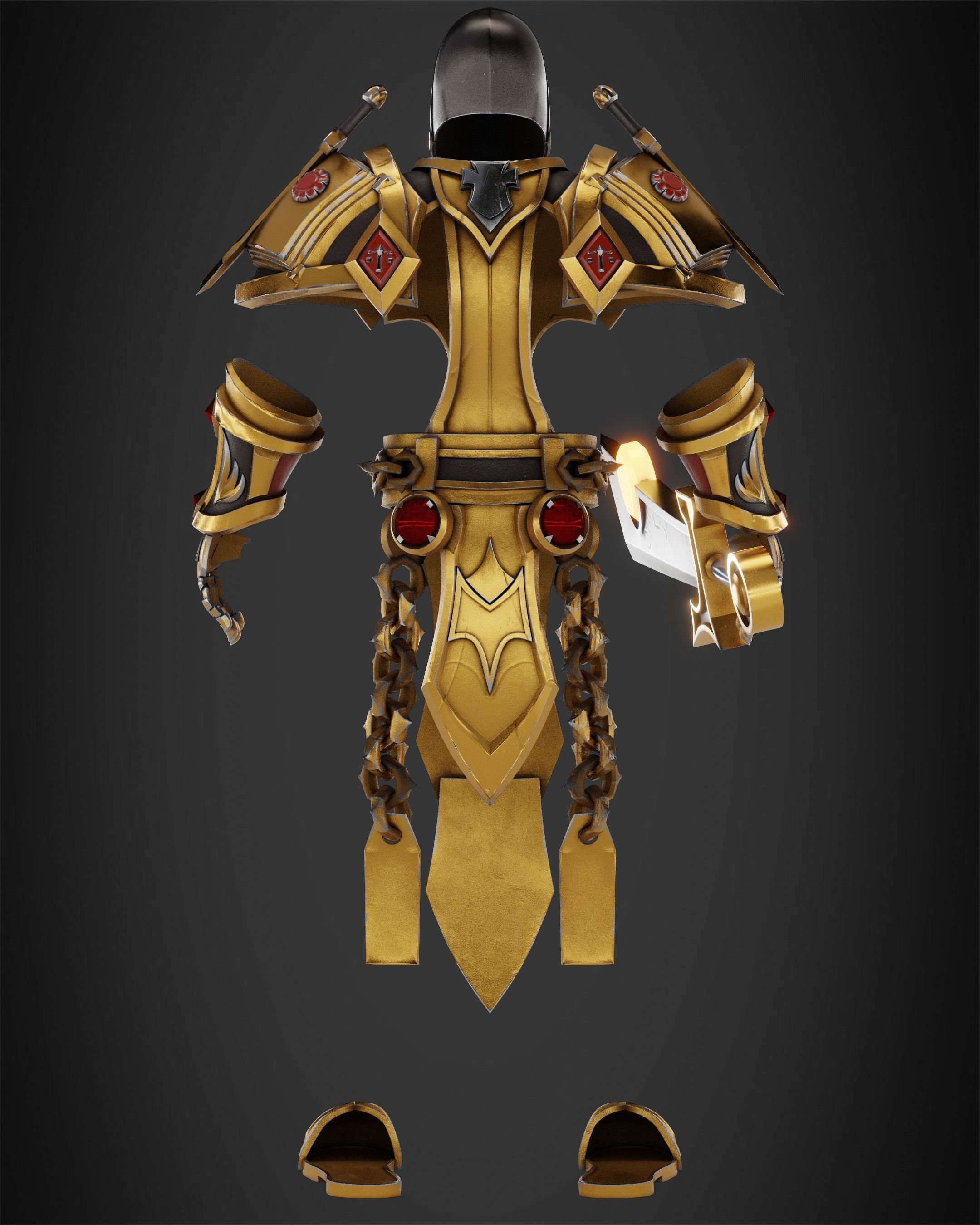 World of Warcraft Paladin Judgment Armor and Sword for Cosplay 3D Model Collection_8