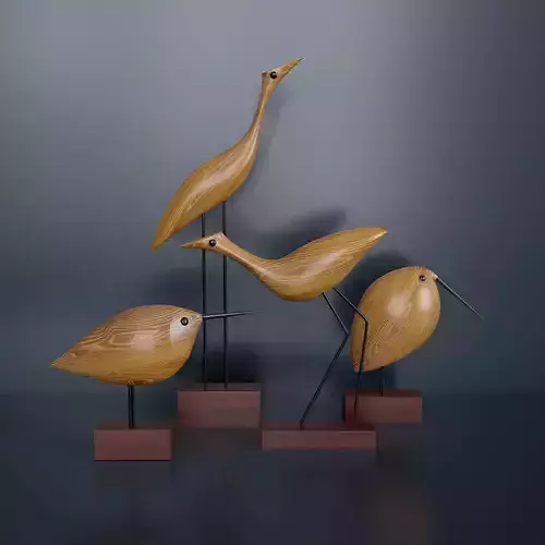 Wooden decorative figurines on stands