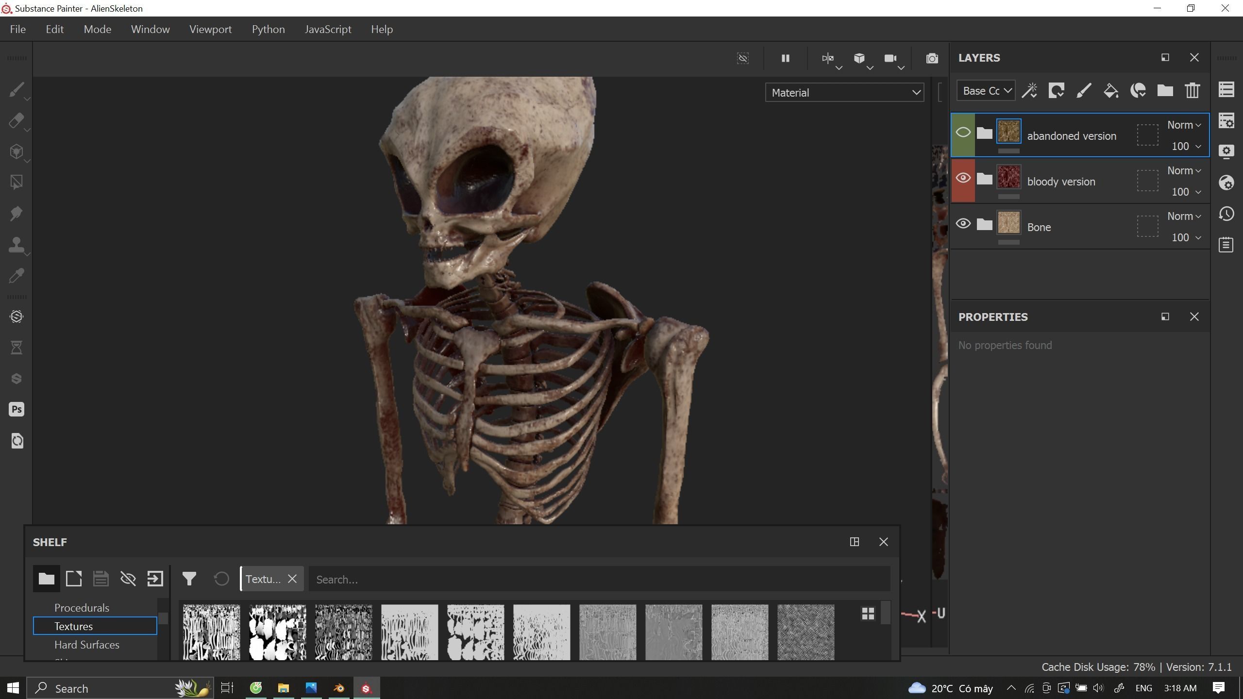 Humanoid Alien Skeleton  Low-poly 3D model_28