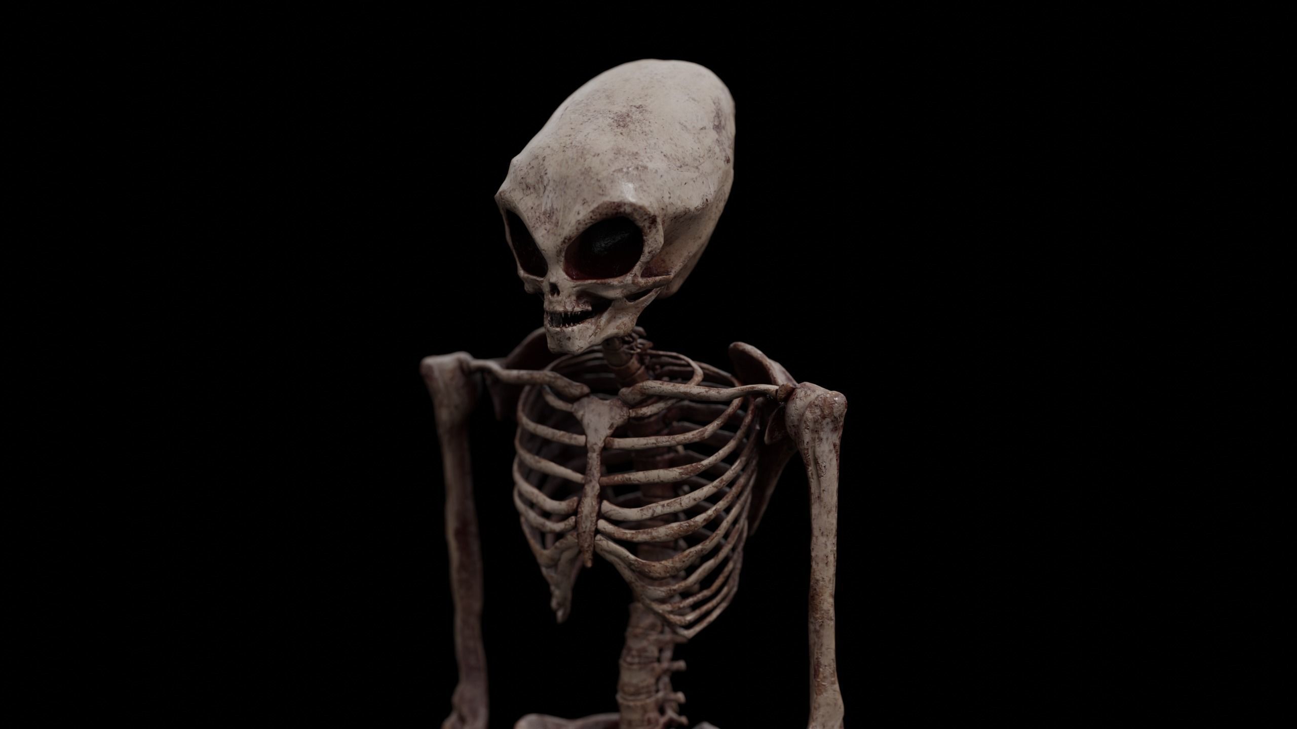 Humanoid Alien Skeleton  Low-poly 3D model_12