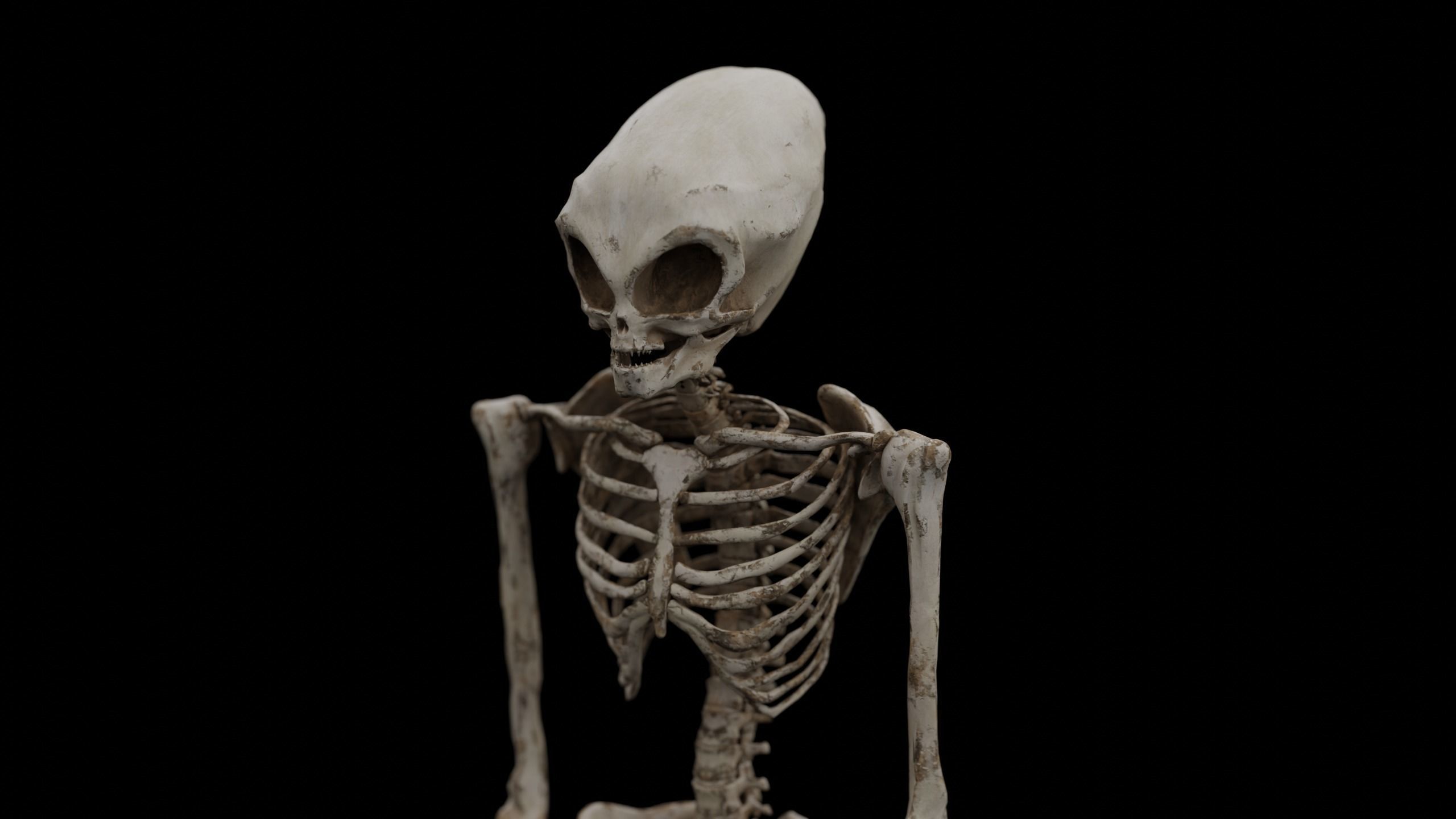 Humanoid Alien Skeleton  Low-poly 3D model_6