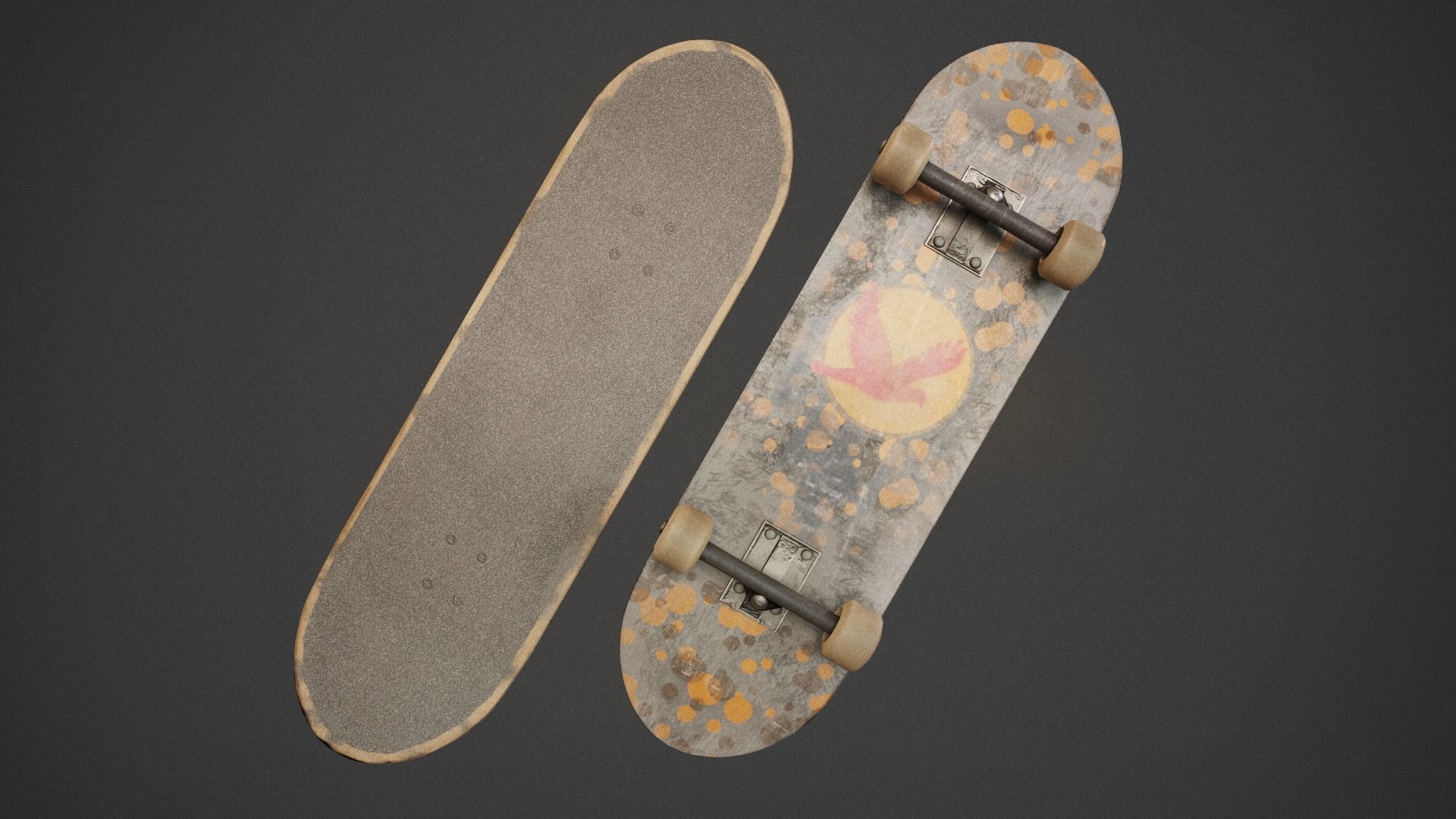 Skateboard Low-poly 3D model_2