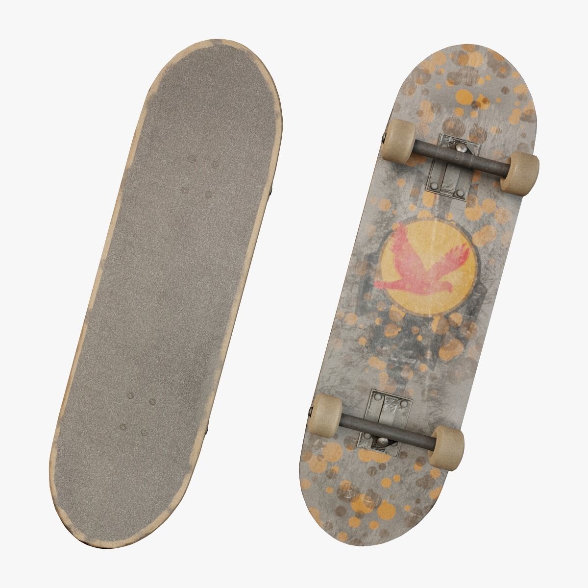 Skateboard Low-poly 3D model_8