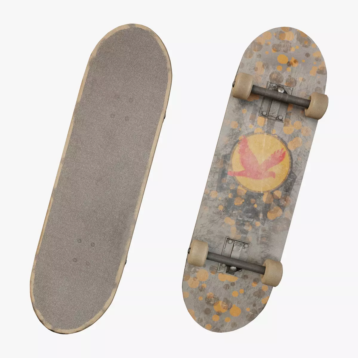 Skateboard Low-poly 3D model_0