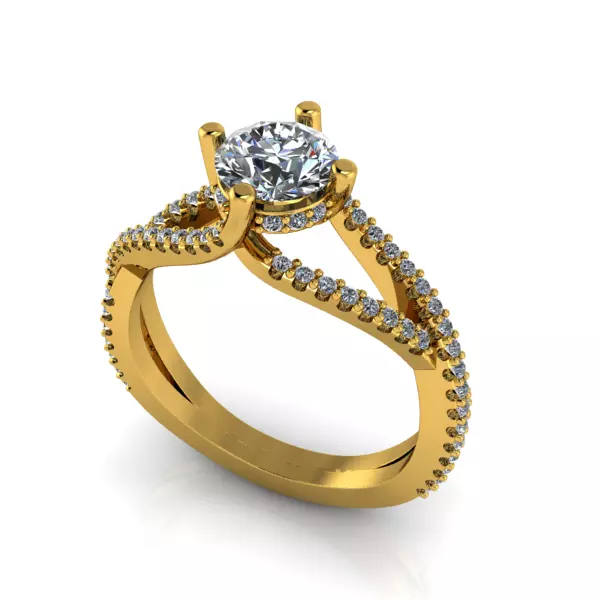 Modern Solitaire Split Hidden Halo Engagement Promise Ring 3D print model