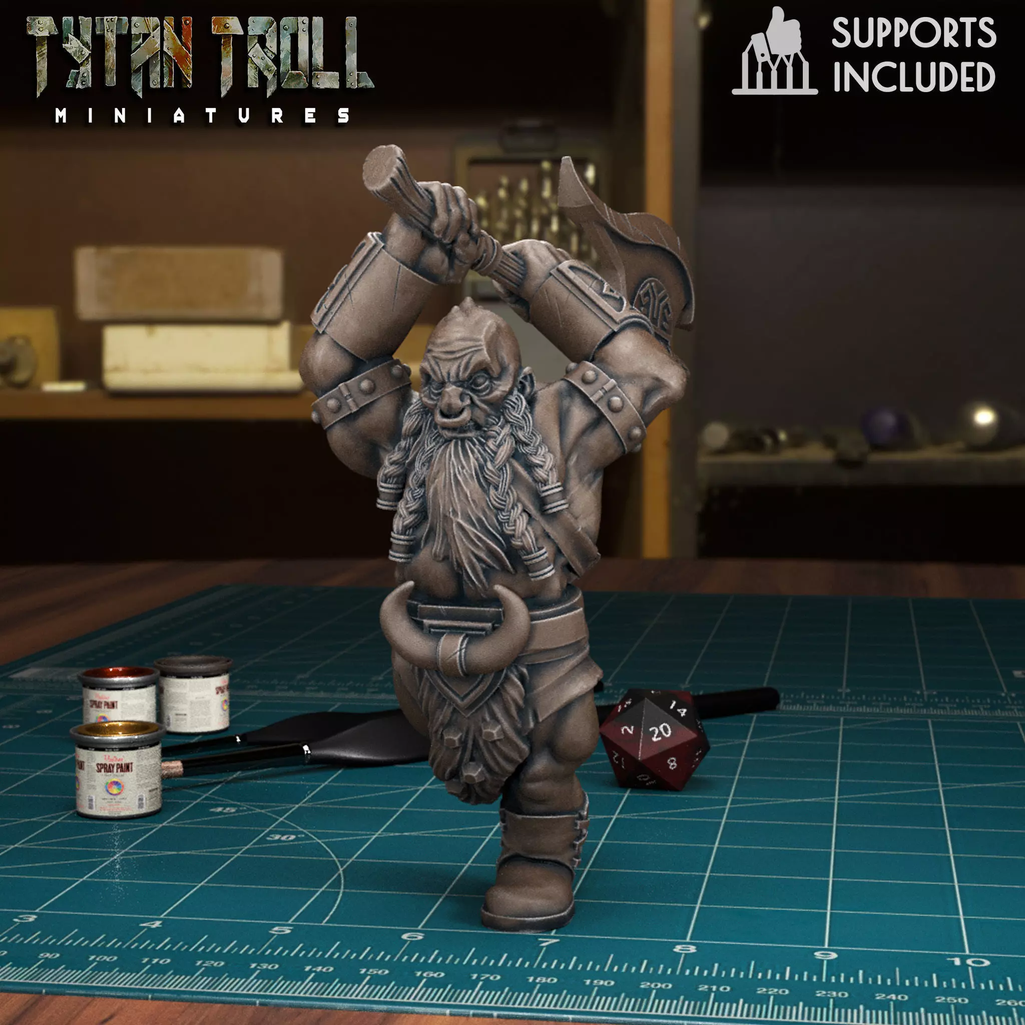 Dwarf Axes 03 - Pre-Supported 3D print model