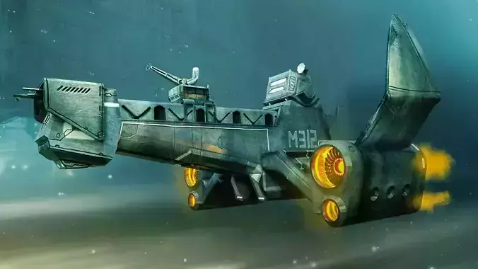 Cargo Sci fi Spaceship Free low-poly 3D model