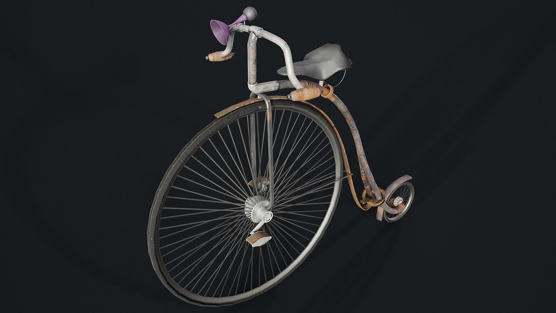 Penny Farthing Bicycle Low-poly 3D model_3