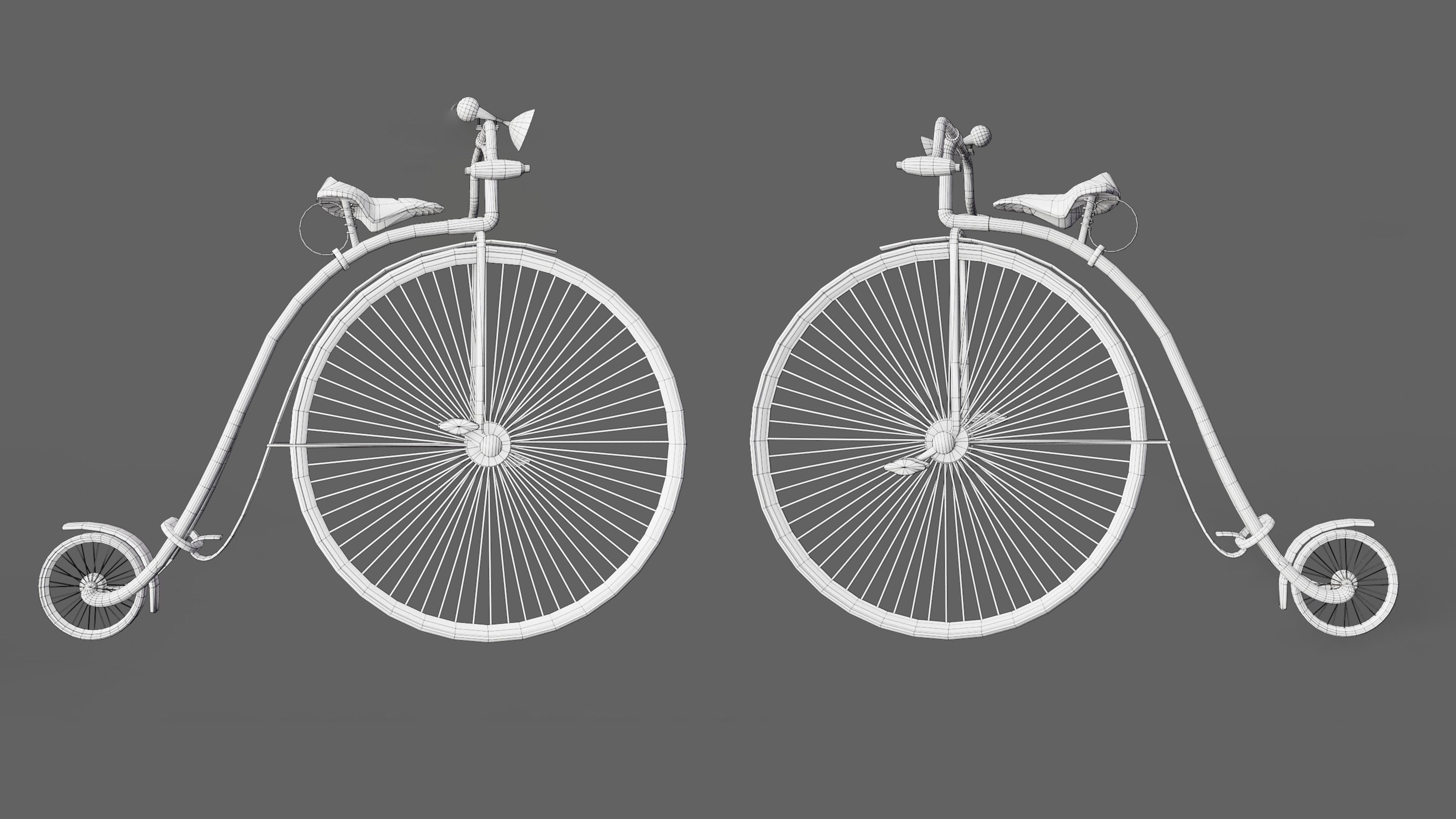 Penny Farthing Bicycle Low-poly 3D model_8