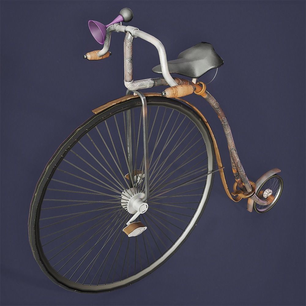 Penny Farthing Bicycle Low-poly 3D model_2