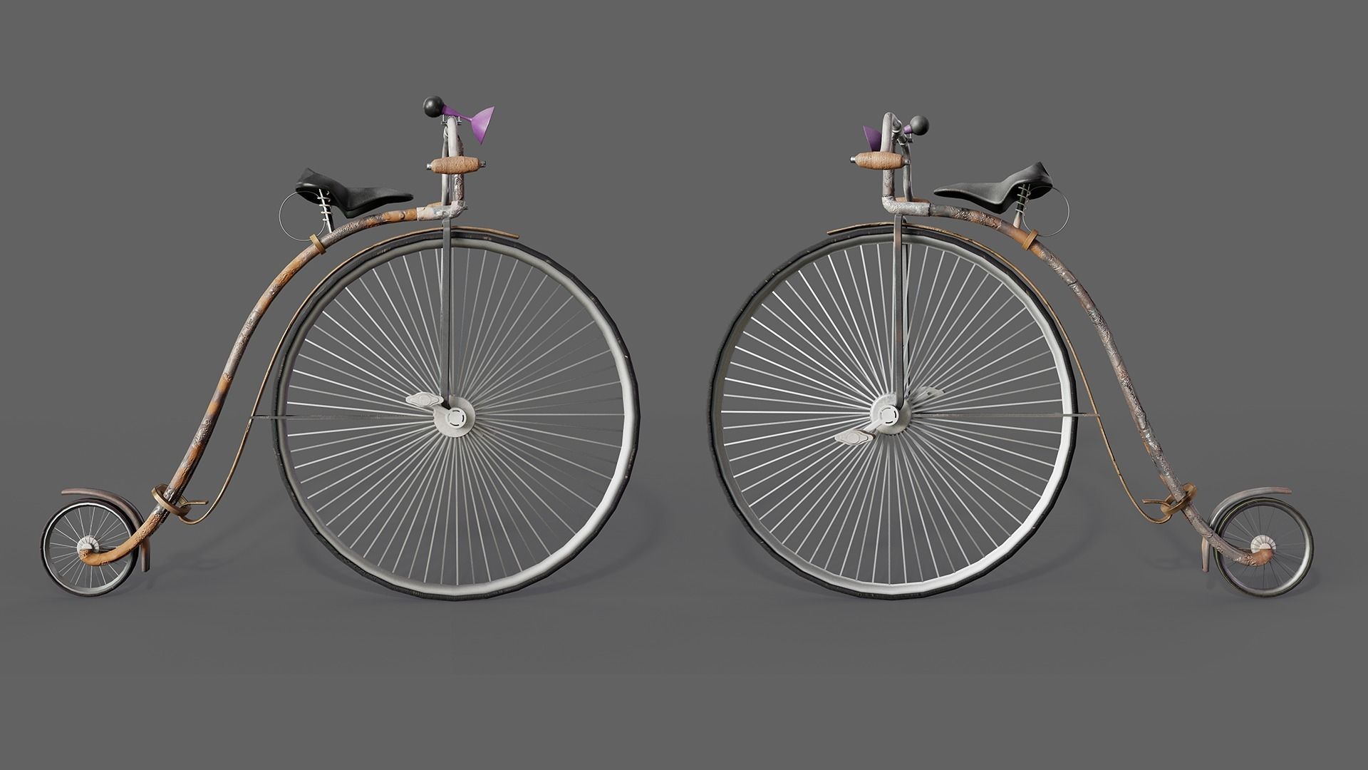 Penny Farthing Bicycle Low-poly 3D model_6