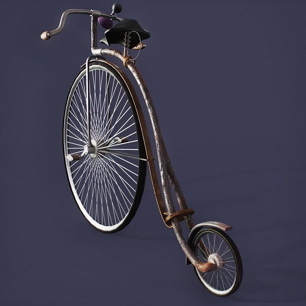 Penny Farthing Bicycle Low-poly 3D model_4