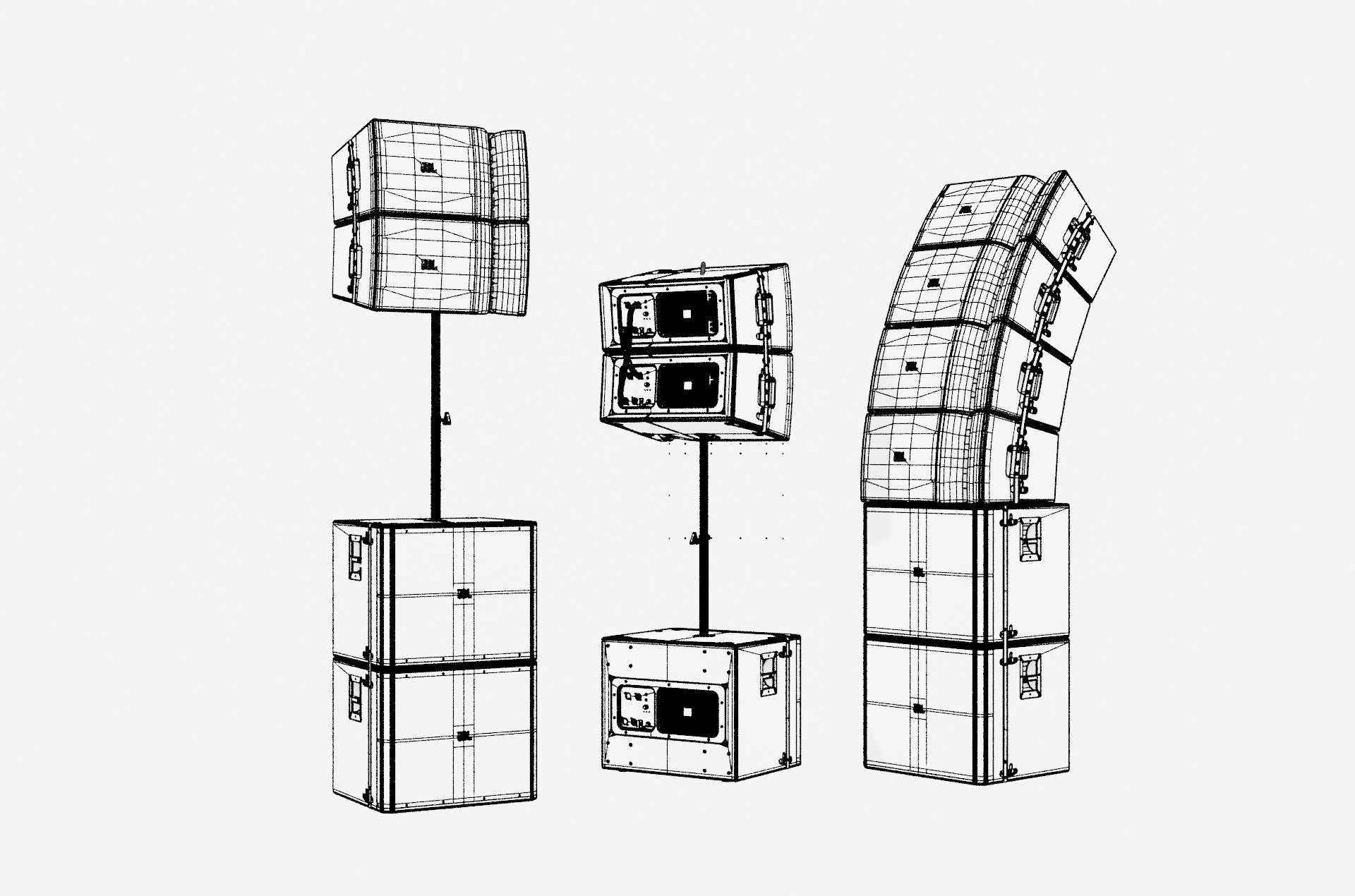 Speaker Professional Black and White 3D model_33