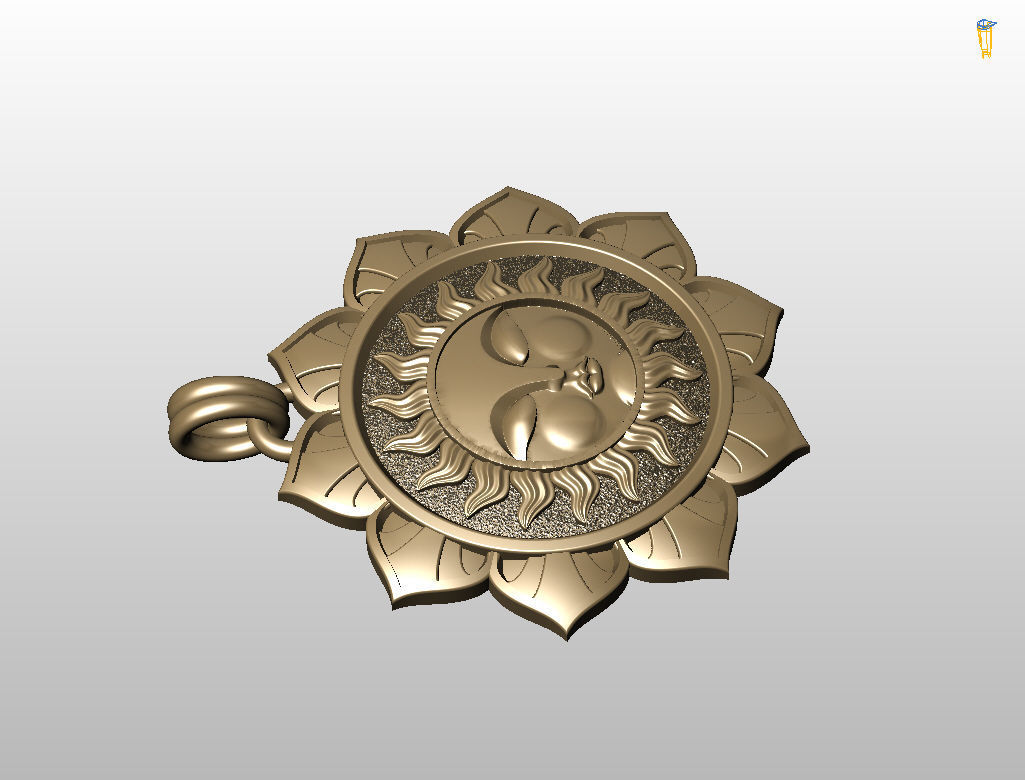 Tarot sun pendant 3D print model_12