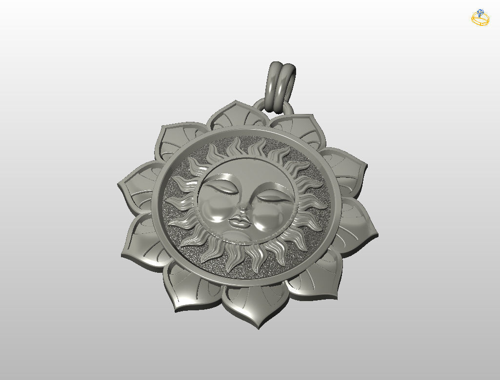 Tarot sun pendant 3D print model_30