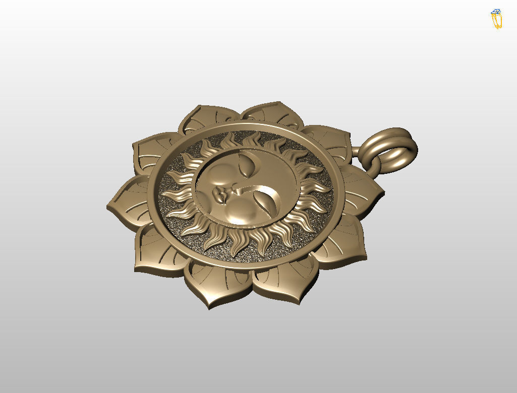 Tarot sun pendant 3D print model_11