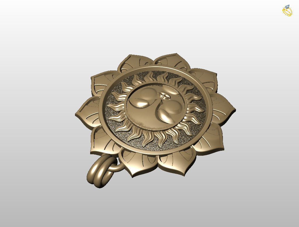 Tarot sun pendant 3D print model_16