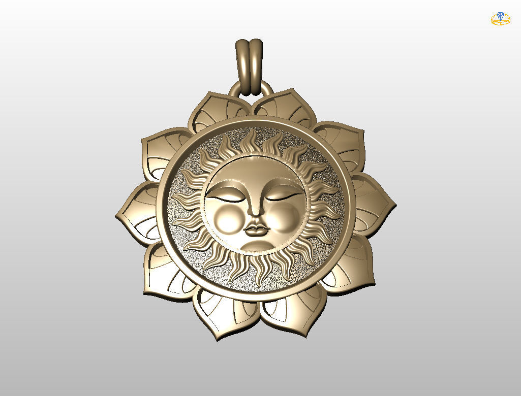Tarot sun pendant 3D print model_23