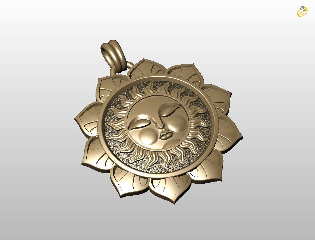 Tarot sun pendant 3D print model_18