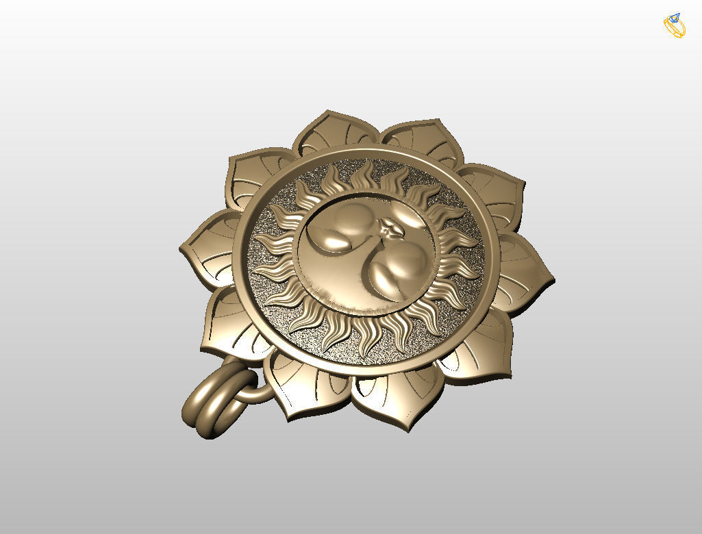 Tarot sun pendant 3D print model_15