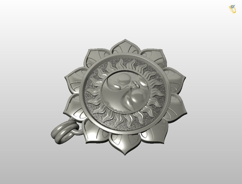 Tarot sun pendant 3D print model_27