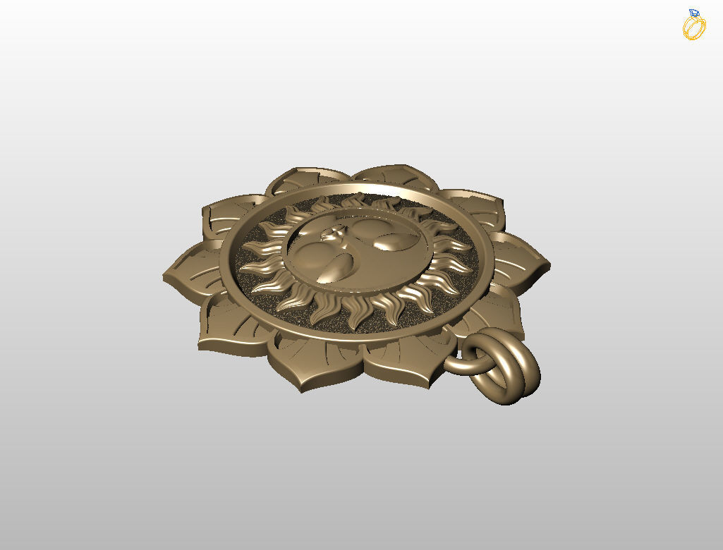 Tarot sun pendant 3D print model_6