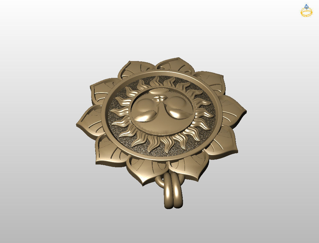 Tarot sun pendant 3D print model_8