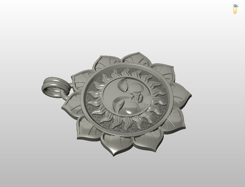 Tarot sun pendant 3D print model_28