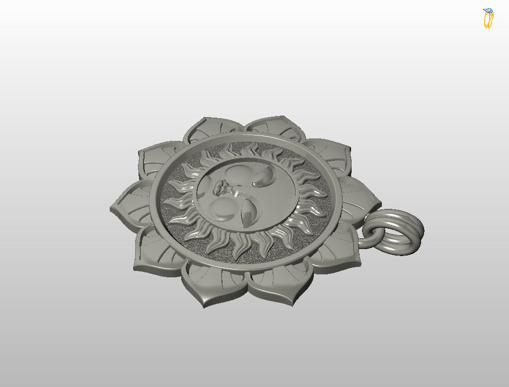 Tarot sun pendant 3D print model_24