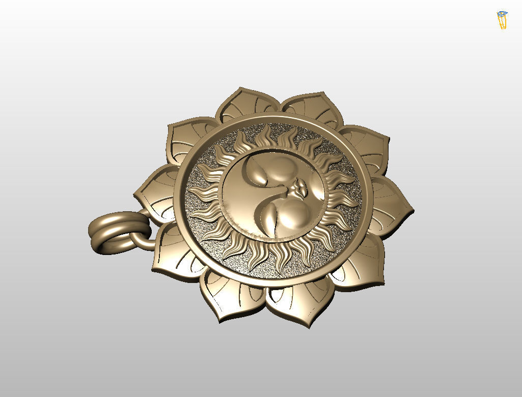 Tarot sun pendant 3D print model_20
