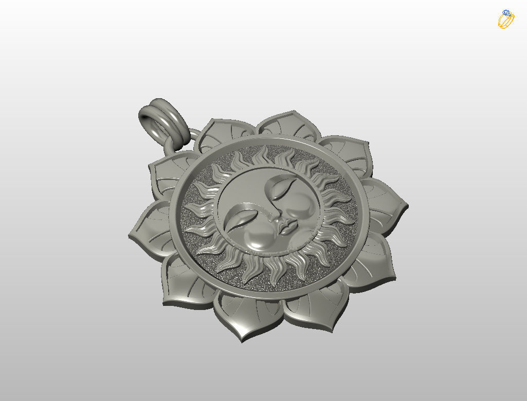 Tarot sun pendant 3D print model_32