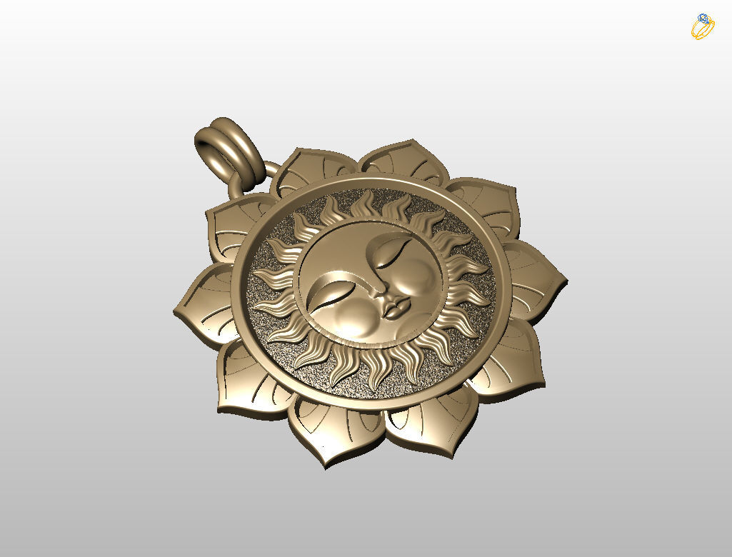Tarot sun pendant 3D print model_25