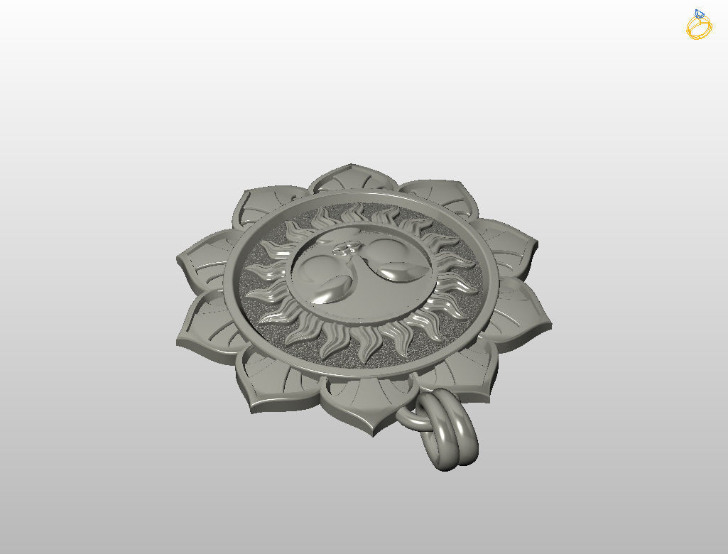 Tarot sun pendant 3D print model_19
