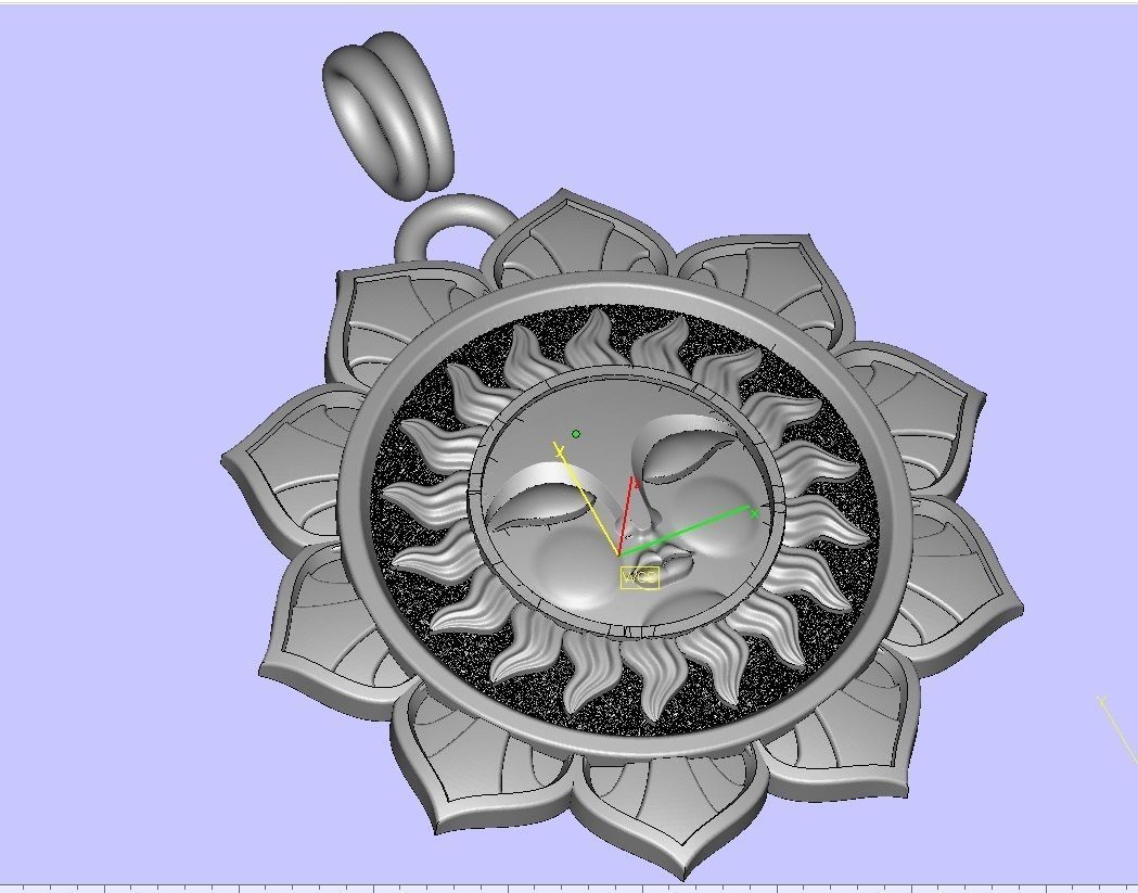 Tarot sun pendant 3D print model_7