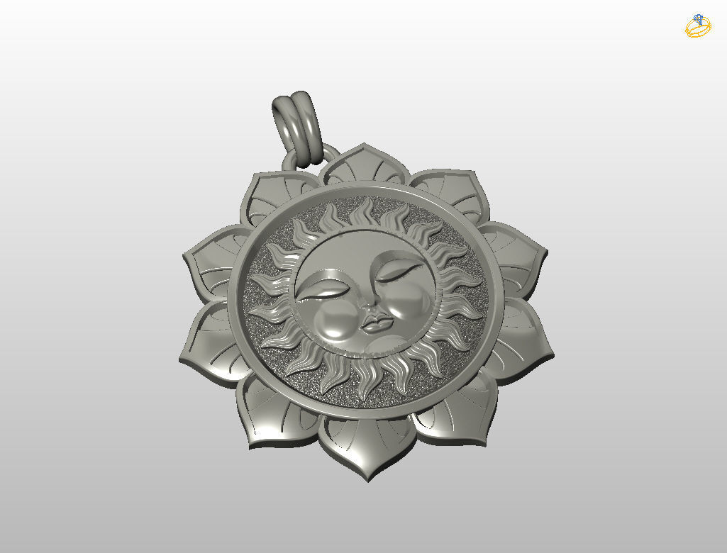 Tarot sun pendant 3D print model_26
