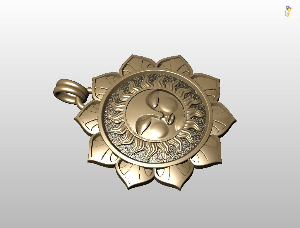 Tarot sun pendant 3D print model_22