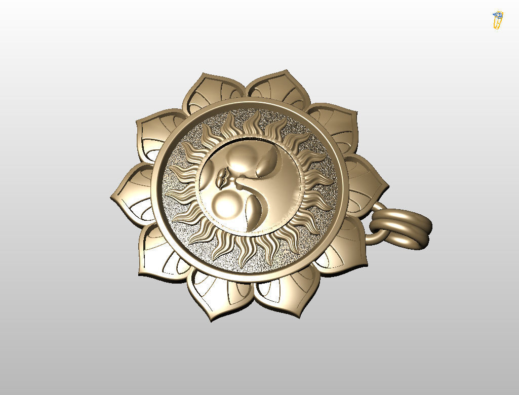 Tarot sun pendant 3D print model_21