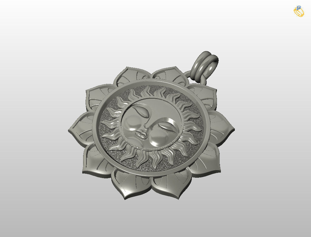 Tarot sun pendant 3D print model_31