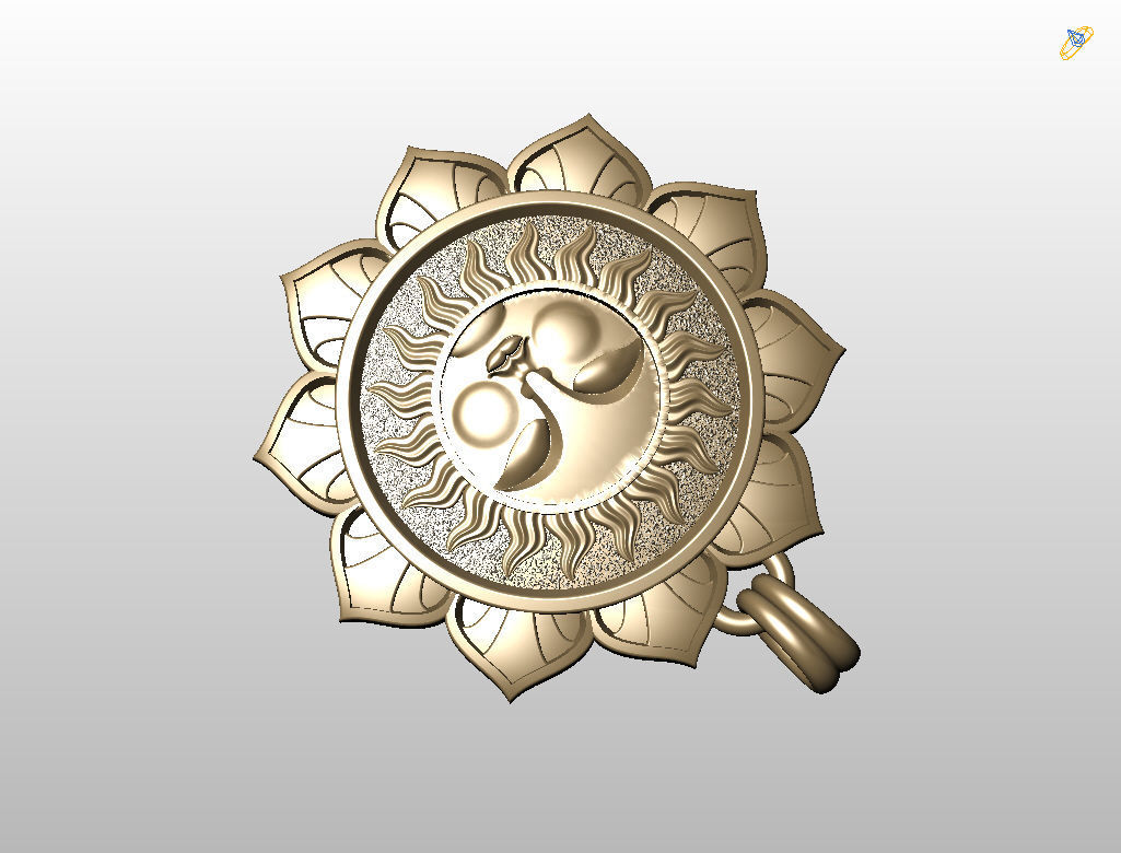 Tarot sun pendant 3D print model_13