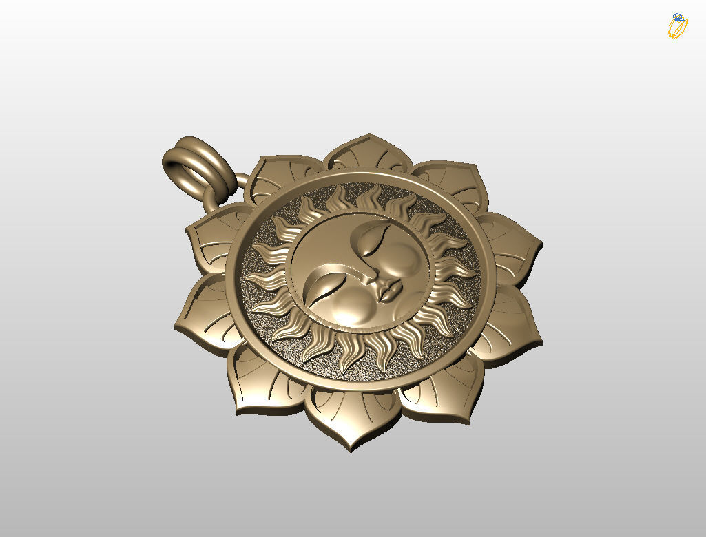 Tarot sun pendant 3D print model_17