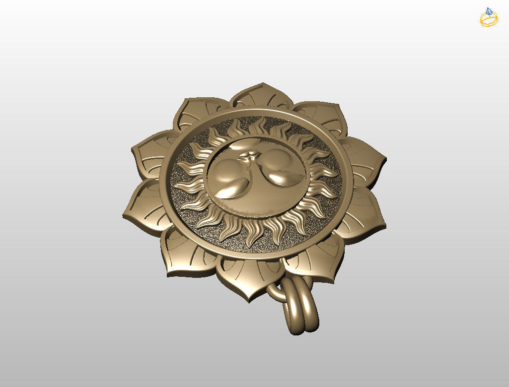 Tarot sun pendant 3D print model_9