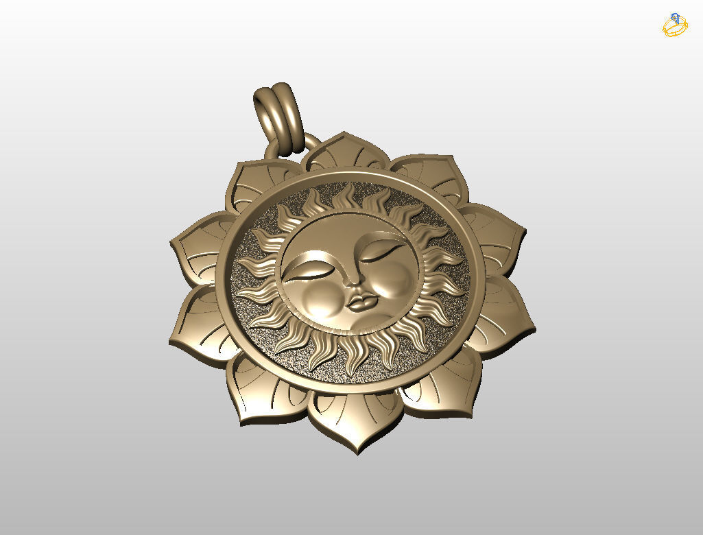 Tarot sun pendant 3D print model_10