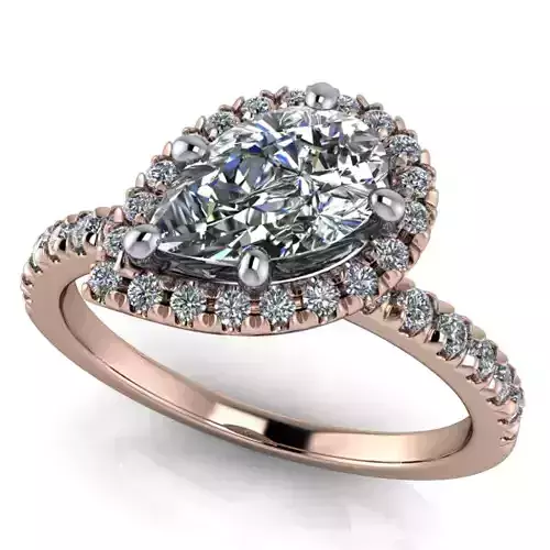 Modern Halo Cross TearDrop Solitaire Engagement Wedding Band