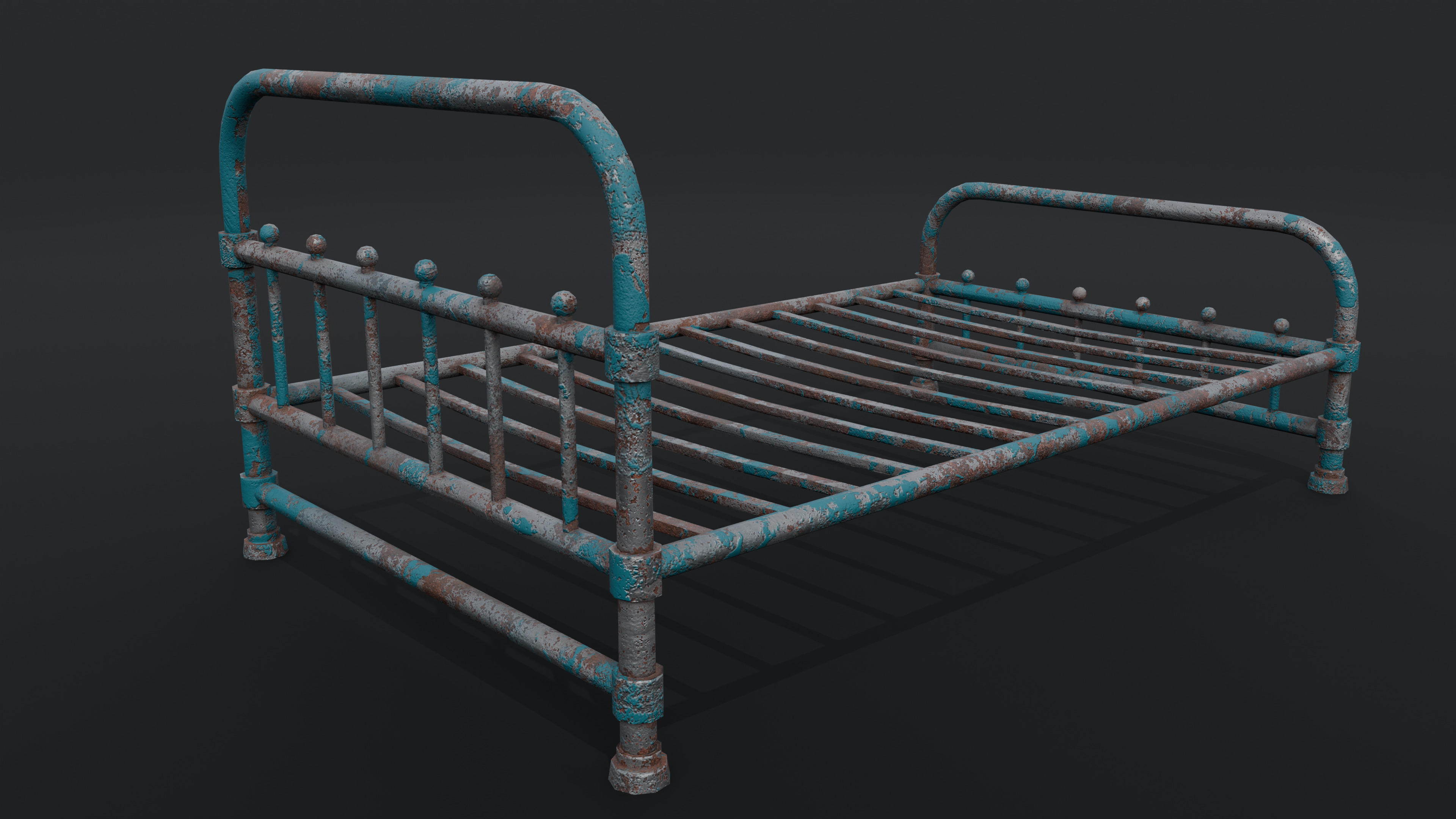 Rusty Bed Low-poly 3D model_3