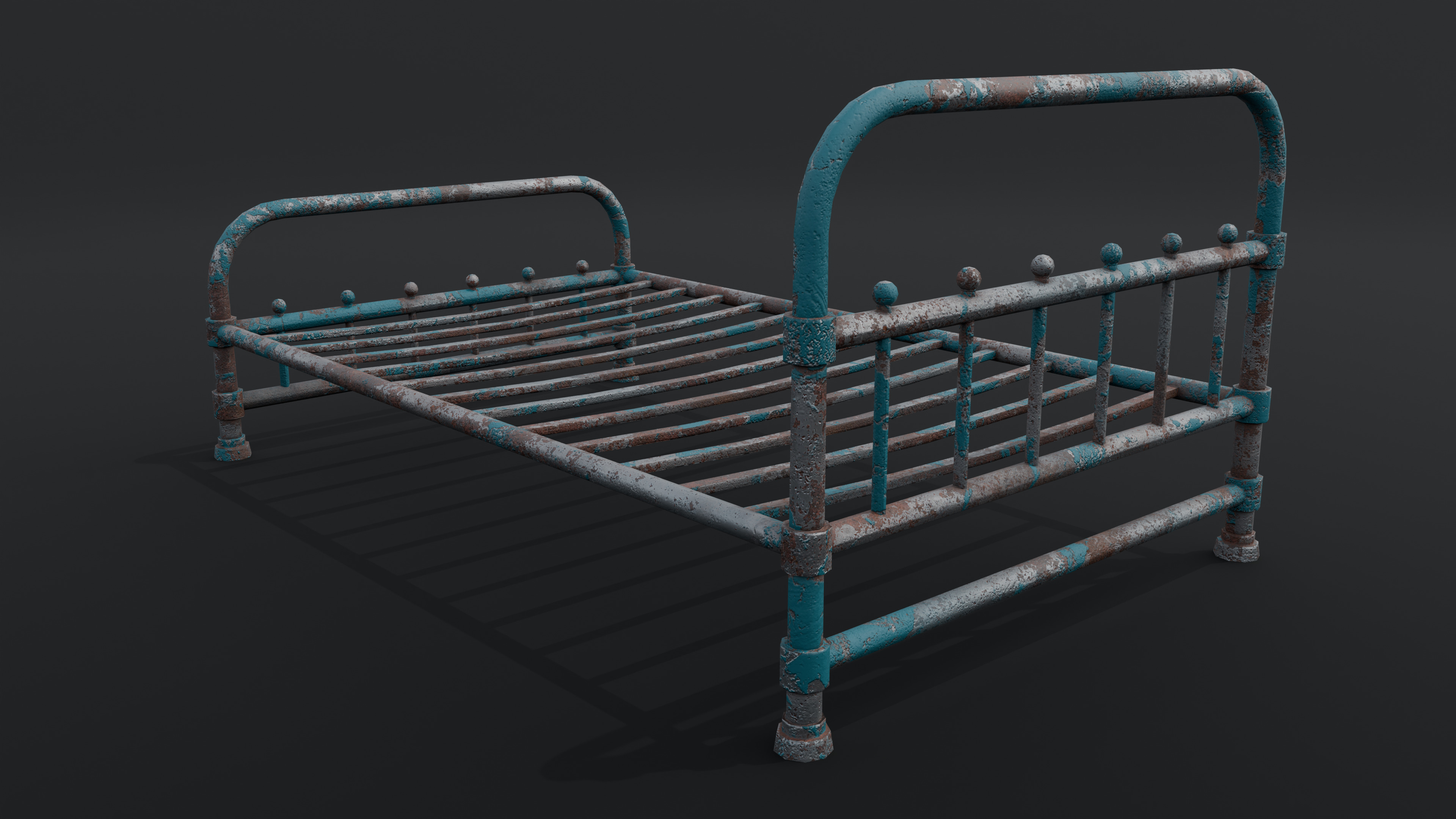 Rusty Bed Low-poly 3D model_1