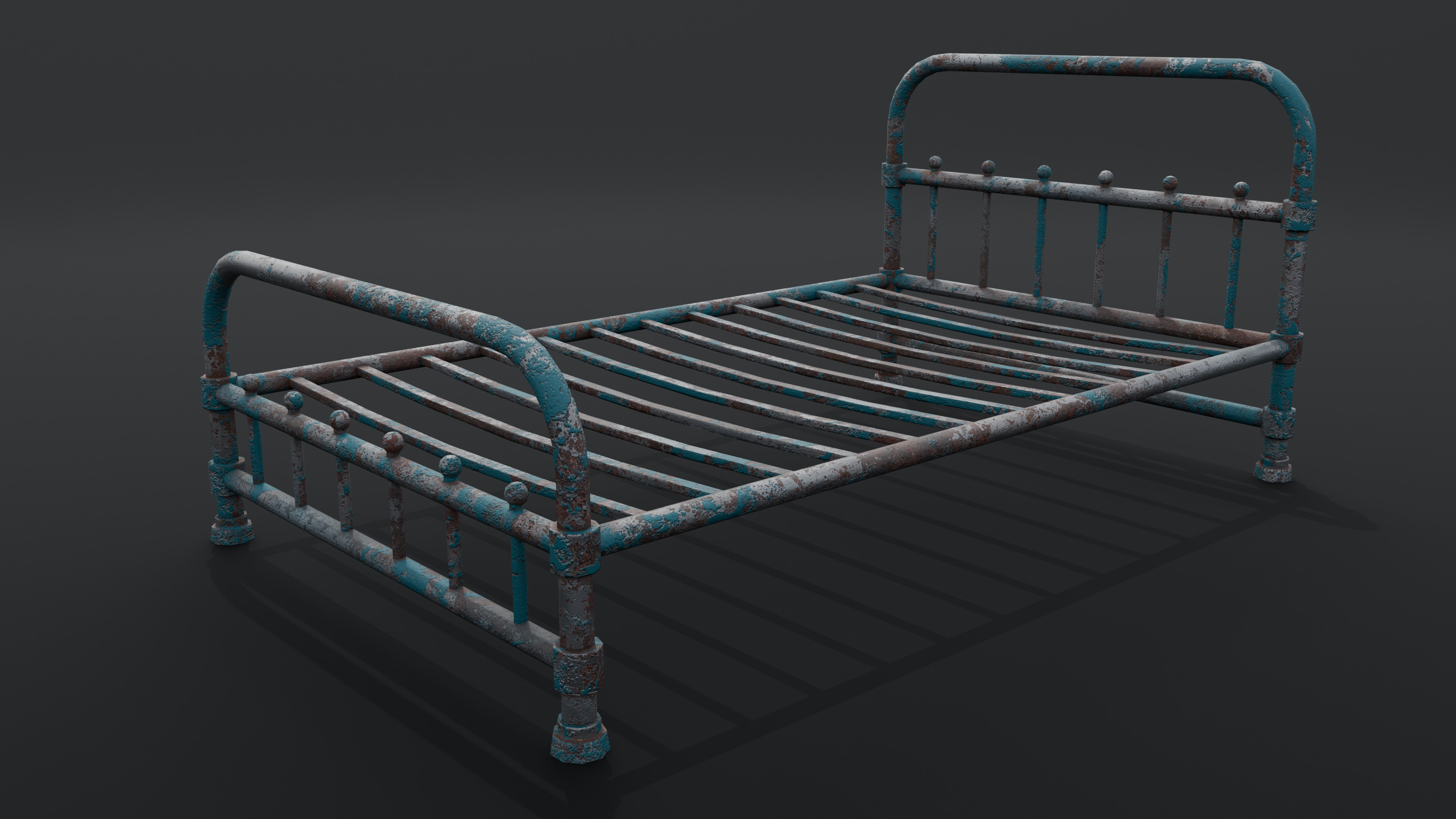 Rusty Bed Low-poly 3D model_2