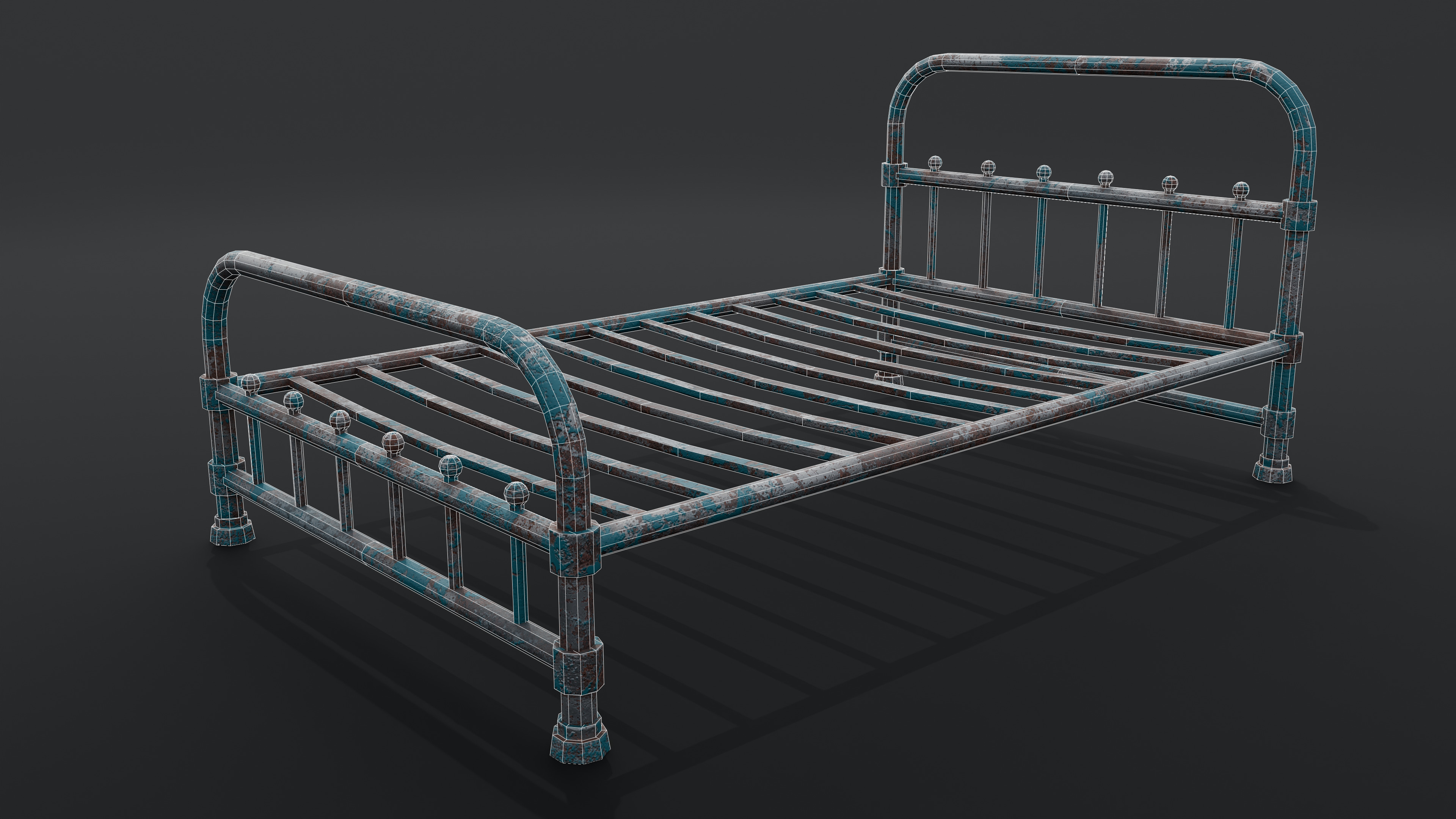 Rusty Bed Low-poly 3D model_6